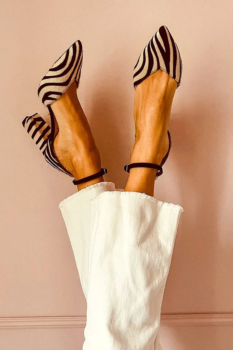 Uya | Zebra-Print Pointed Toe Pumps With Ankle Strap