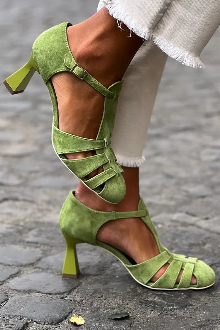 Korita | Green Vintage Strap Heels