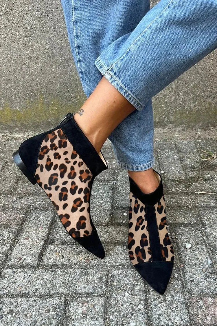 Vatri | Leopard Print Ankle Boot With Pointed Toe