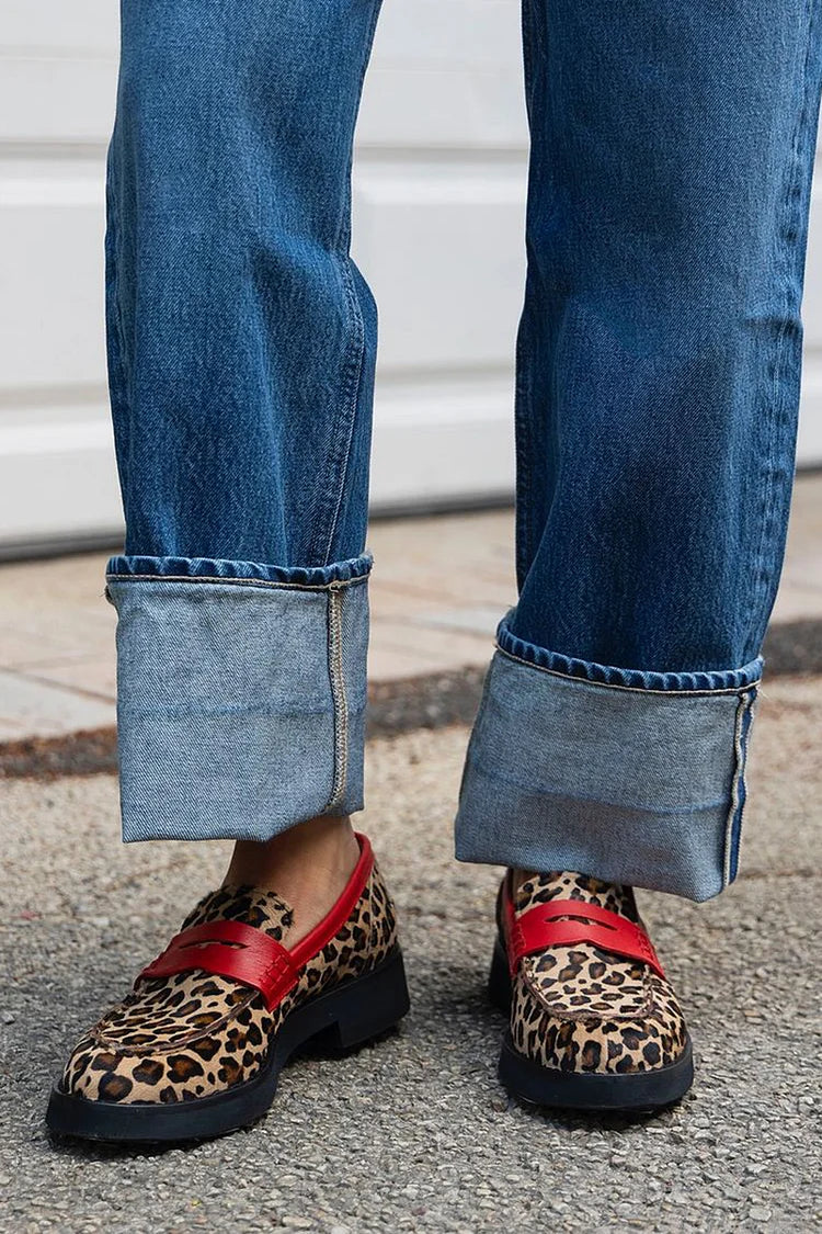 Hardina | Leopard Print Loafer With Red Detail