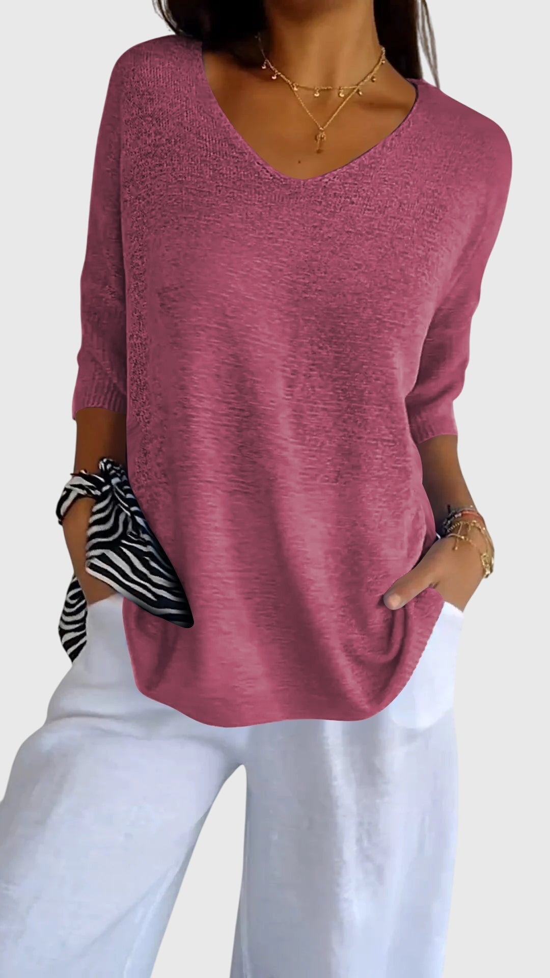 Adelina™ - Elegant V-Neck Top
