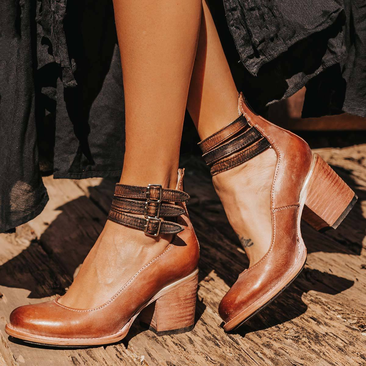 Essa | Vintage Leather Strap Heels