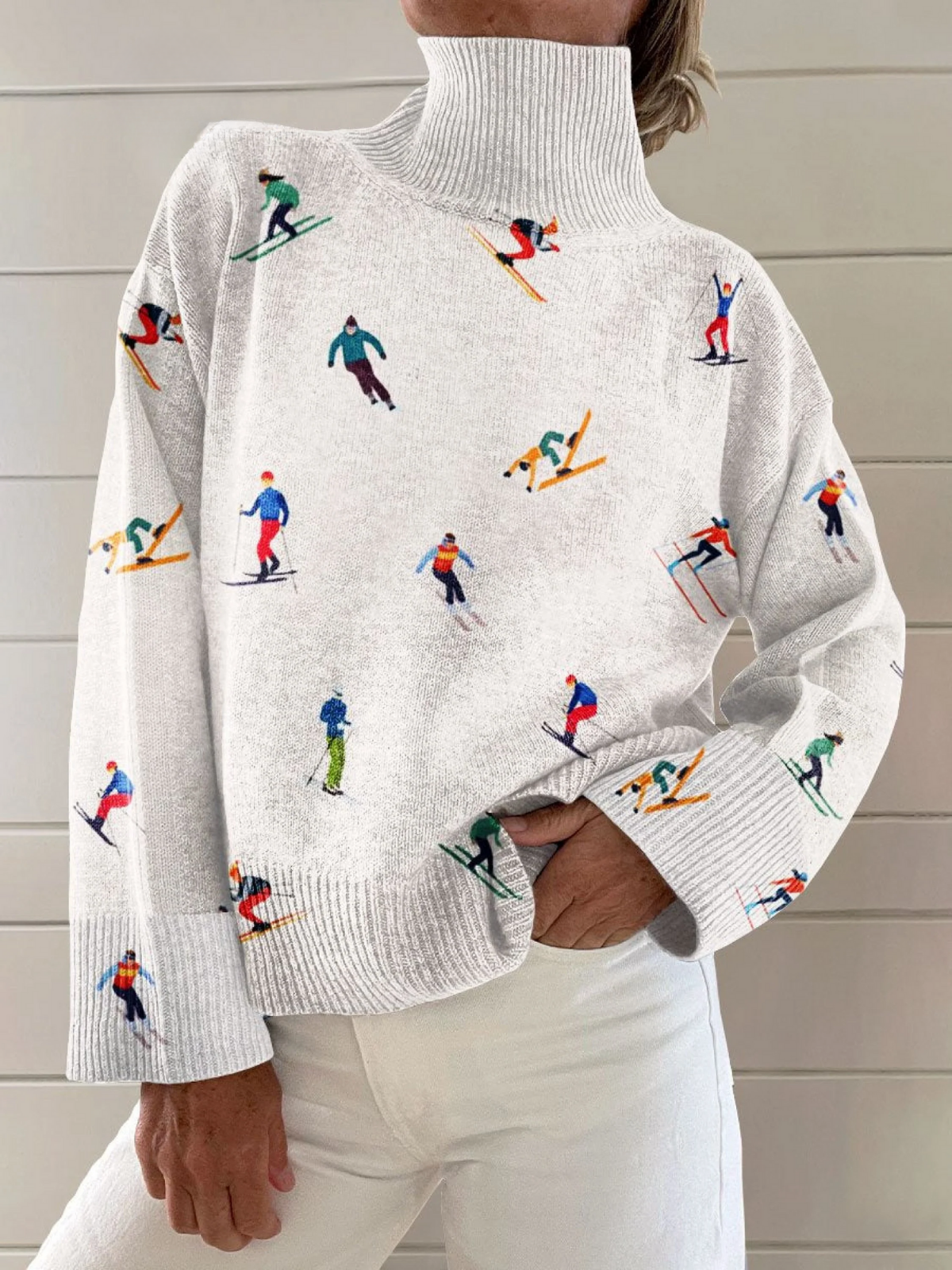 Finara | Vintage Winter Sweater with Ski Pattern