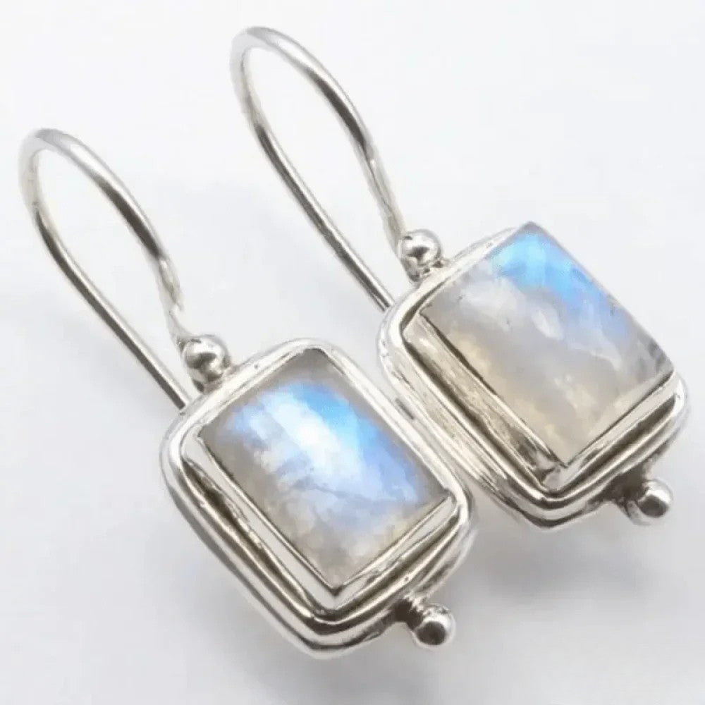 Loreta | Retro Moonstone Square Earrings