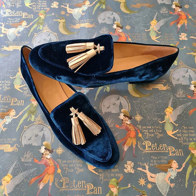 Rebkah | Midnight Elegance Loafers with Champagne Tassels