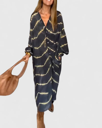 Evangeline™ - Elegant Boho Striped Maxi Dress