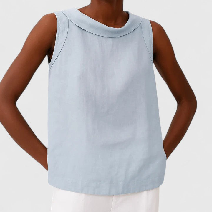 Aisha™ - Elegant Top with Roll Collar