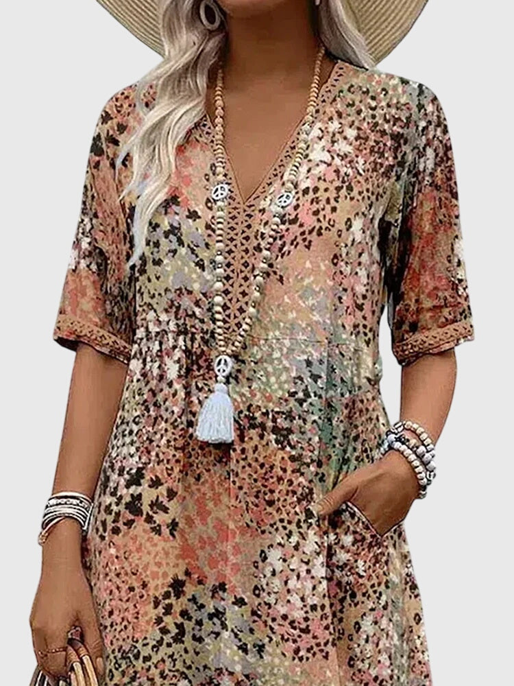 Nora™ - Elegant Floral Midi Dress