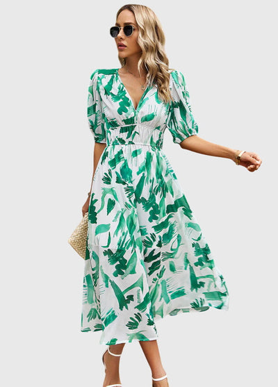 Iris™ - Flattering Floral Midi Dress