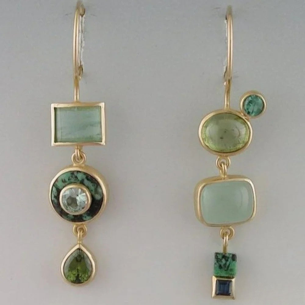 Eula | Retro Green Drop Earrings