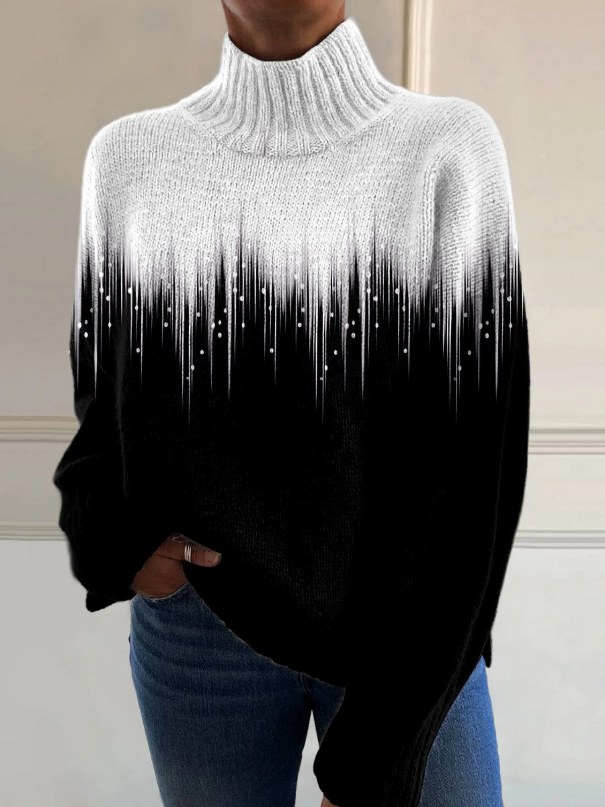 Eska | Romantic Flash Ray Print Turtleneck Sweater
