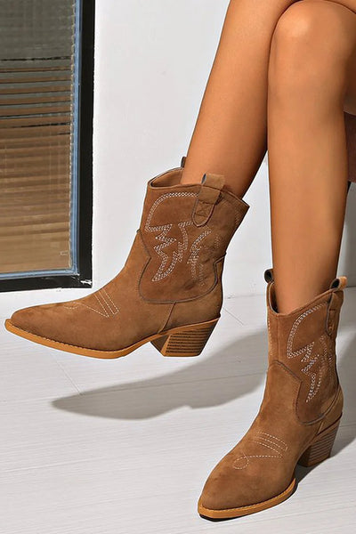 Cora | Pointed Western Ankle Boot