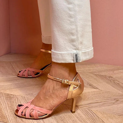 Narra | Strappy Peach Mid Heels