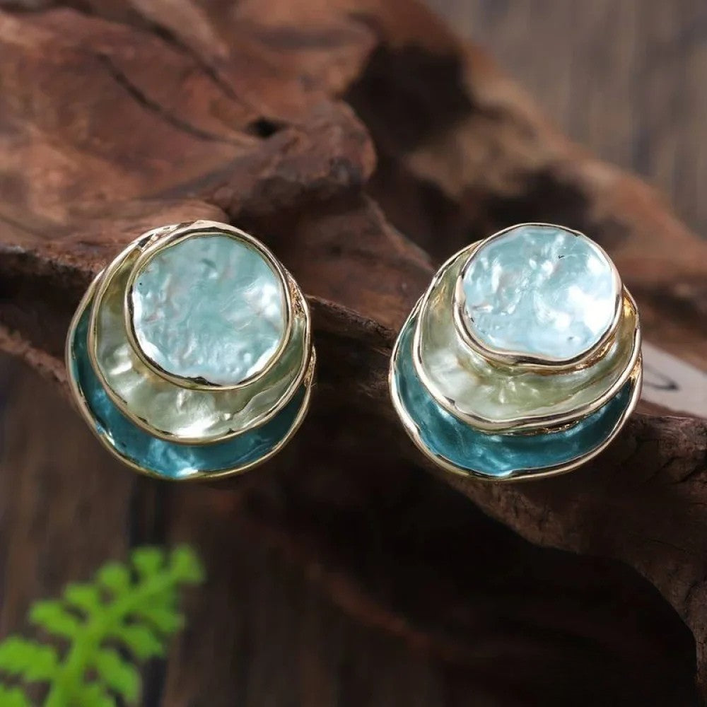 Bambina | Vintage Hand-Painted Multi-Layer Round Earrings