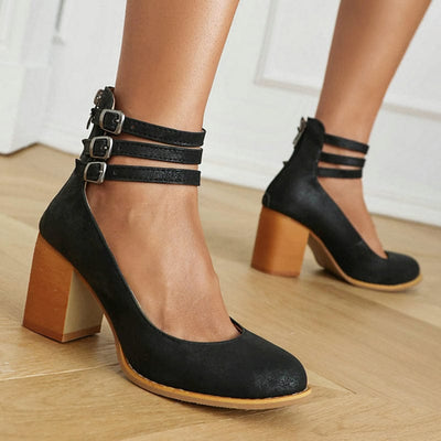 Santina |  Triple Buckle Heels