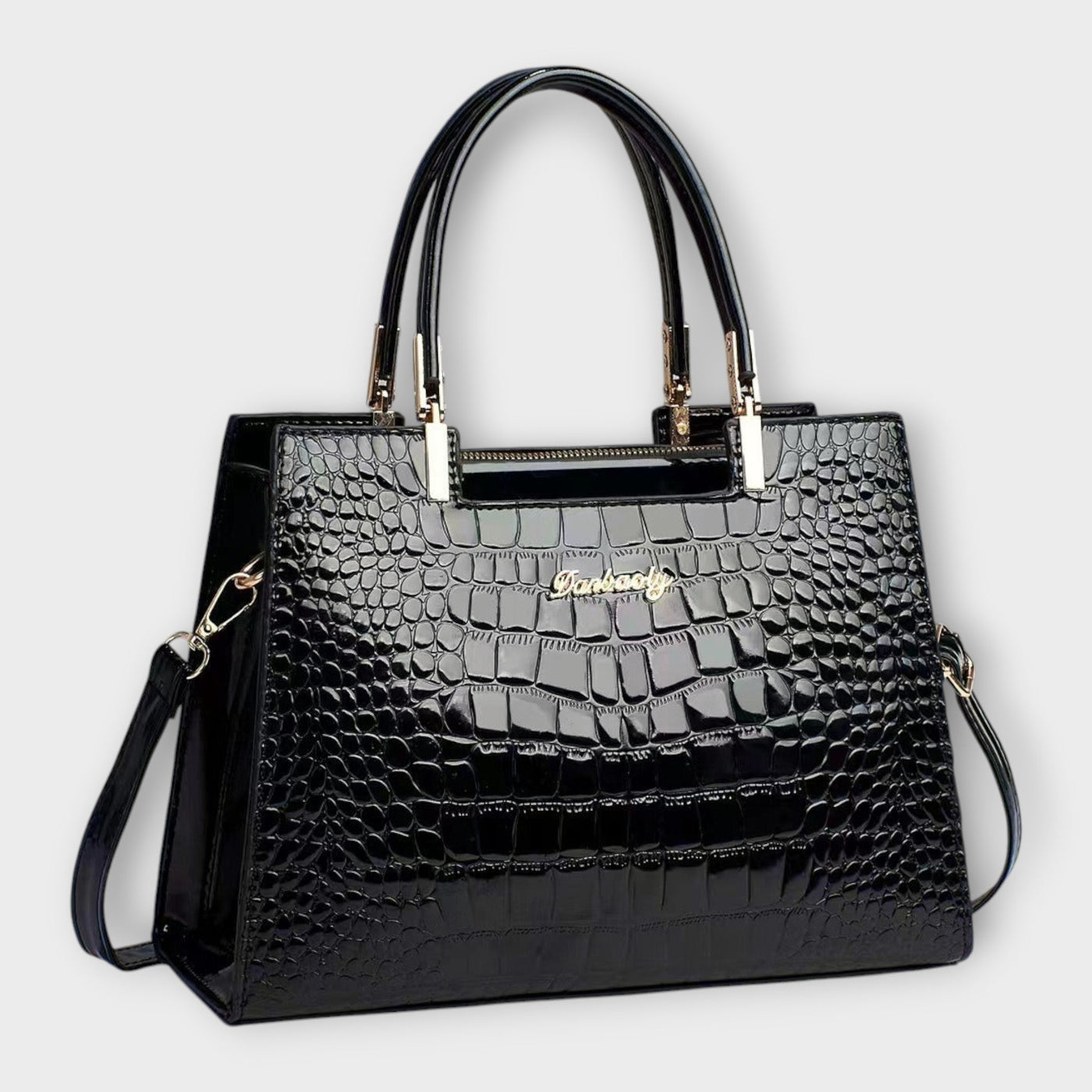 Sonata | Glossy Crocodile Pattern Handbag