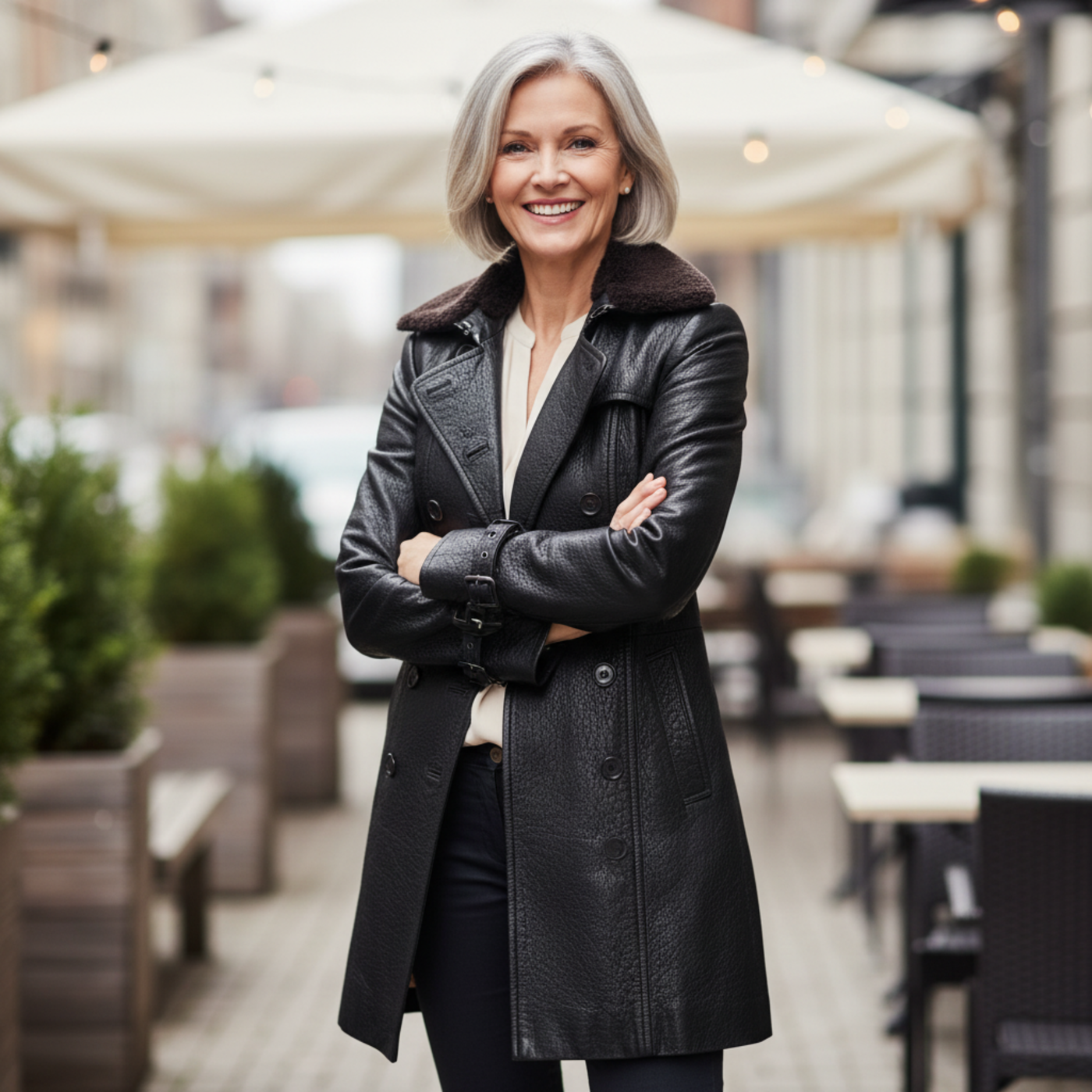 Cellie | Leather Three-Quarter Coat