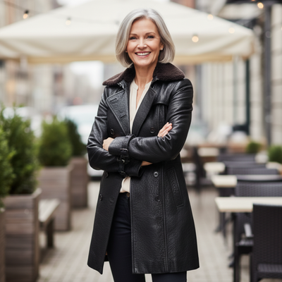 Cellie | Leather Three-Quarter Coat