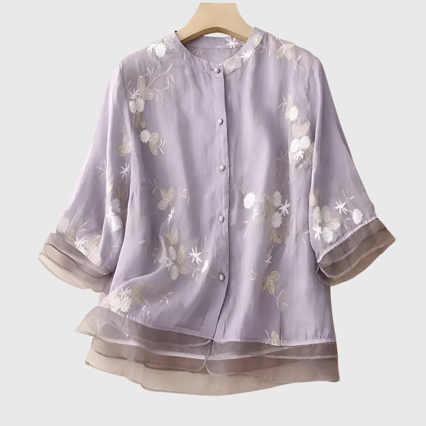 Amy™ - Elegant Top with Embroidered Flowers