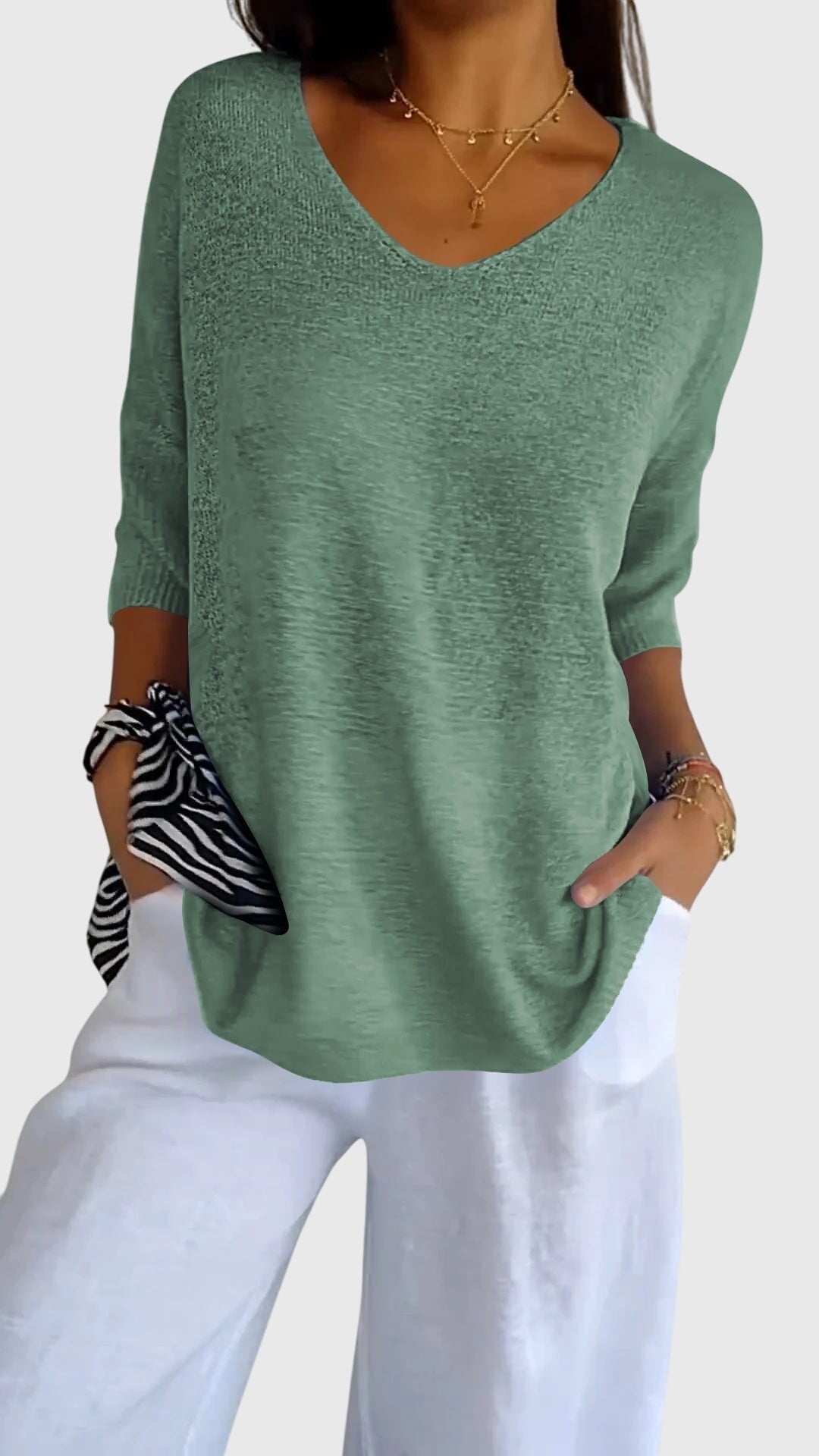 Adelina™ - Elegant V-Neck Top