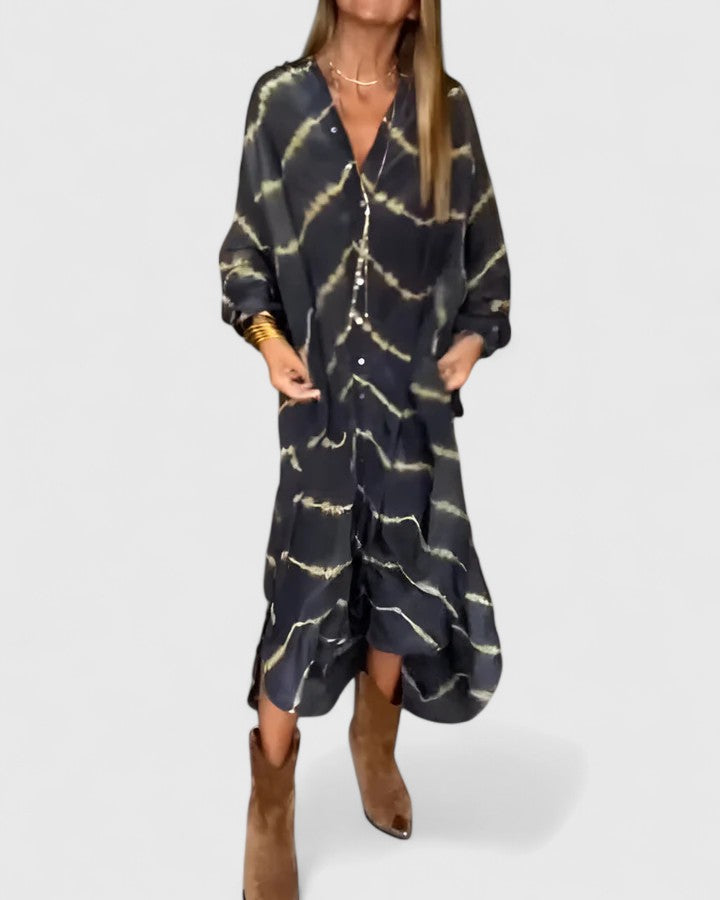 Evangeline™ - Elegant Boho Striped Maxi Dress