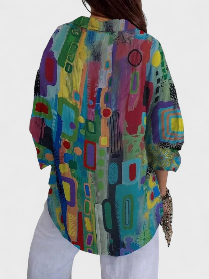 Jane™ - Elegant Geometric Pattern Blouse