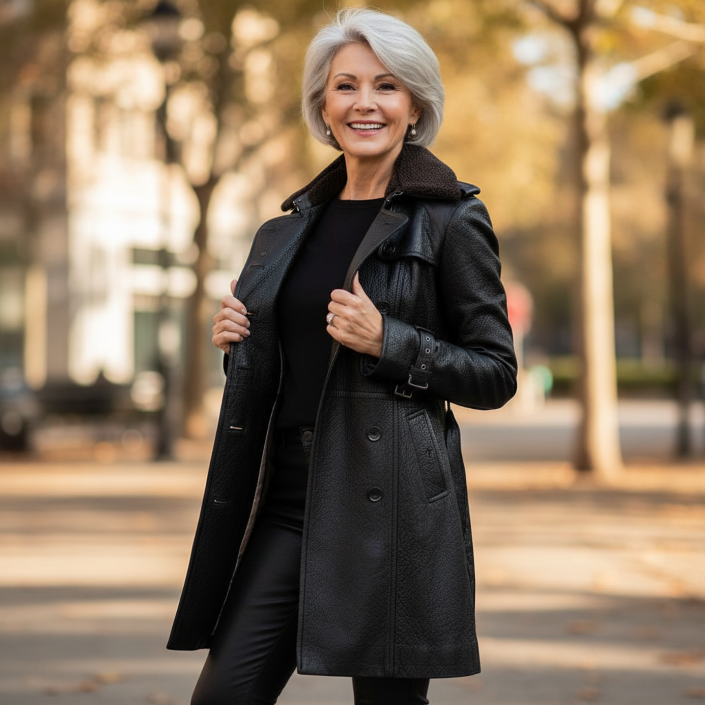 Cellie | Leather Three-Quarter Coat