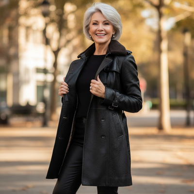 Cellie | Leather Three-Quarter Coat