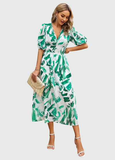 Iris™ - Flattering Floral Midi Dress