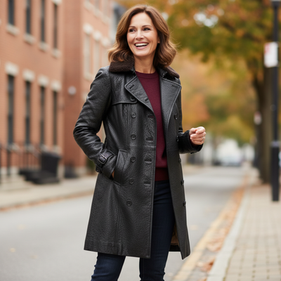 Cellie | Leather Three-Quarter Coat
