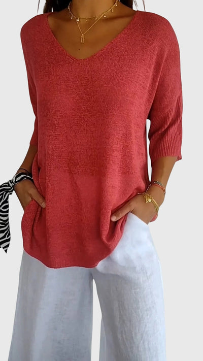 Adelina™ - Elegant V-Neck Top