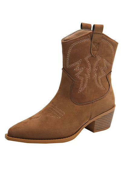 Cora | Pointed Western Ankle Boot