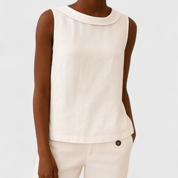 Aisha™ - Elegant Top with Roll Collar