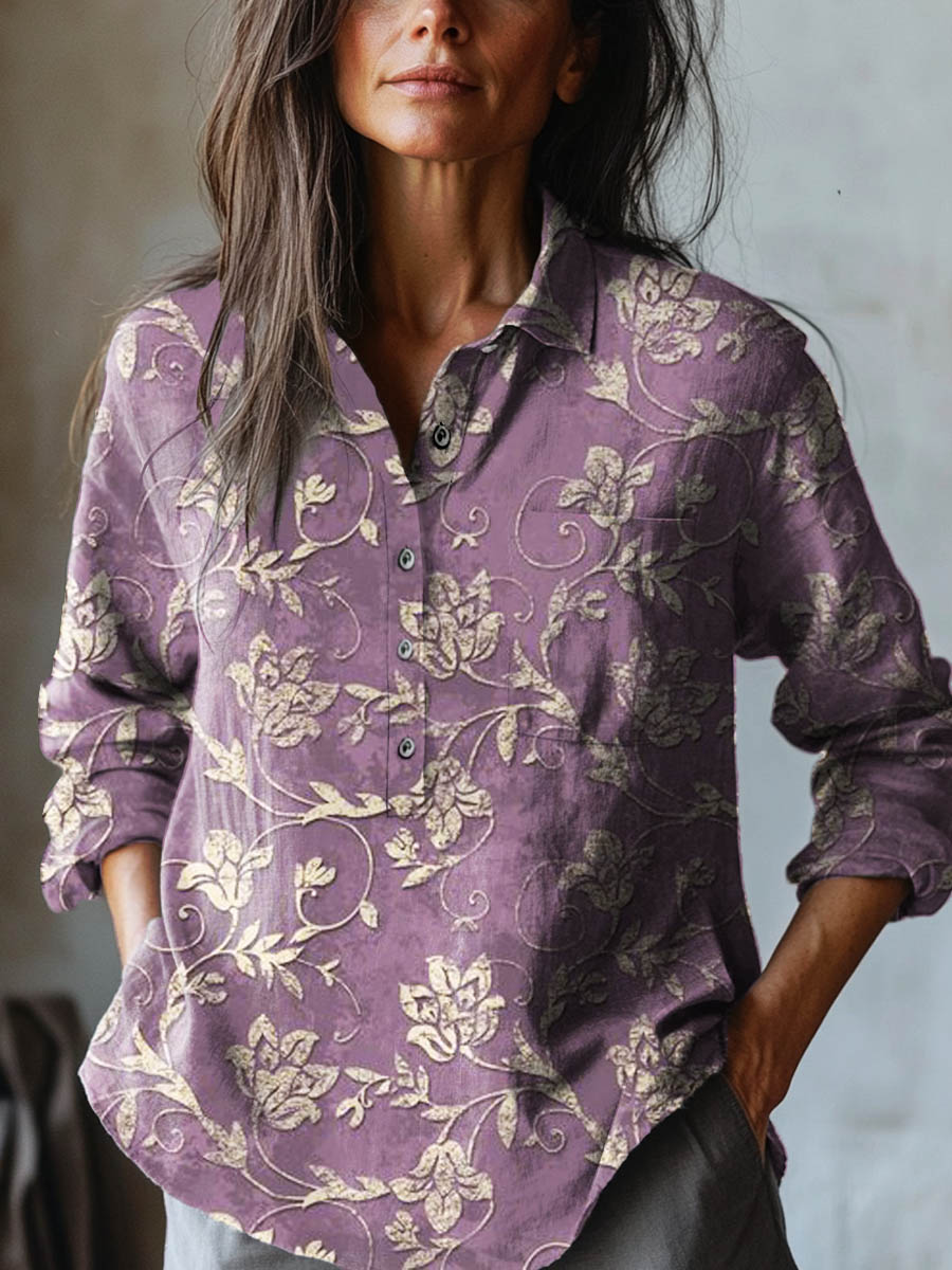 Parisia | Floral Embroidered Linen Shirt