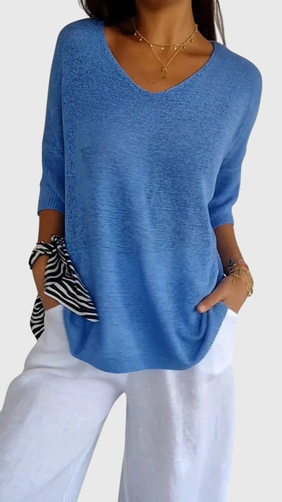 Adelina™ - Elegant V-Neck Top