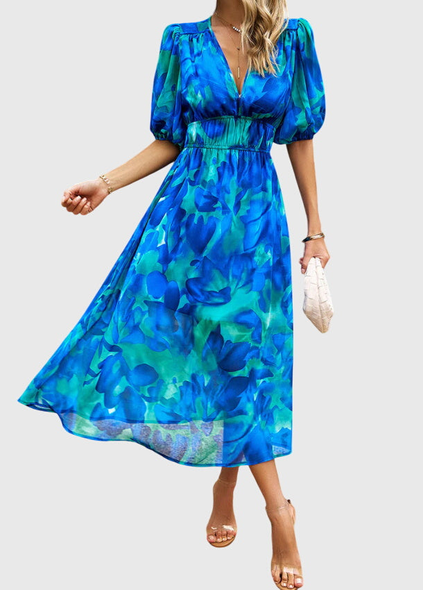 Iris™ - Flattering Floral Midi Dress