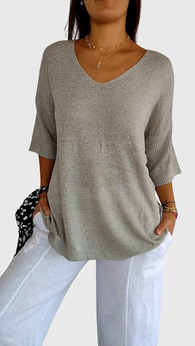 Adelina™ - Elegant V-Neck Top
