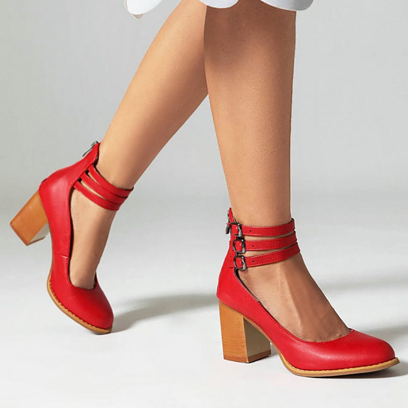Santina |  Triple Buckle Heels