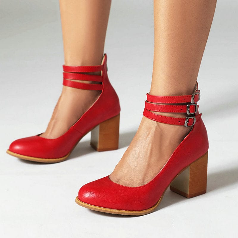 Santina |  Triple Buckle Heels