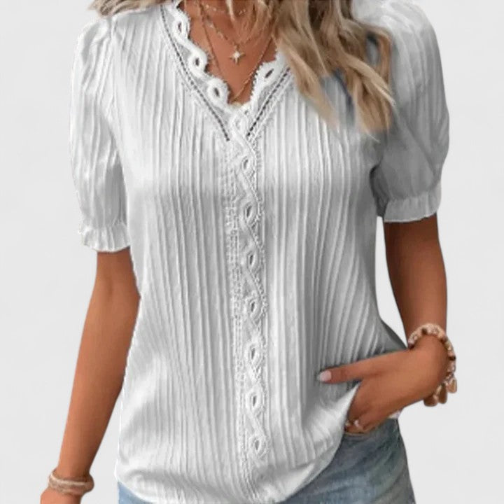 Vivienne™ - Elegant V-Neck Blouse