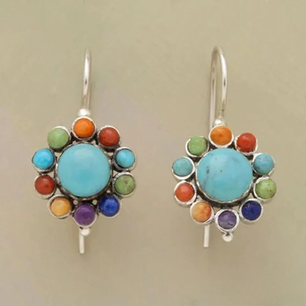 Klea | Multicolored Round Earrings in Turquoise