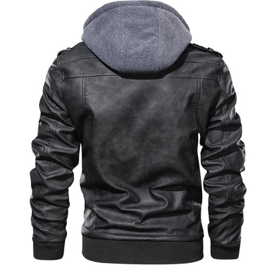 Jacob - Men's Leather Jacket with Hood