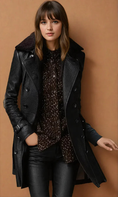 Cellie | Leather Three-Quarter Coat