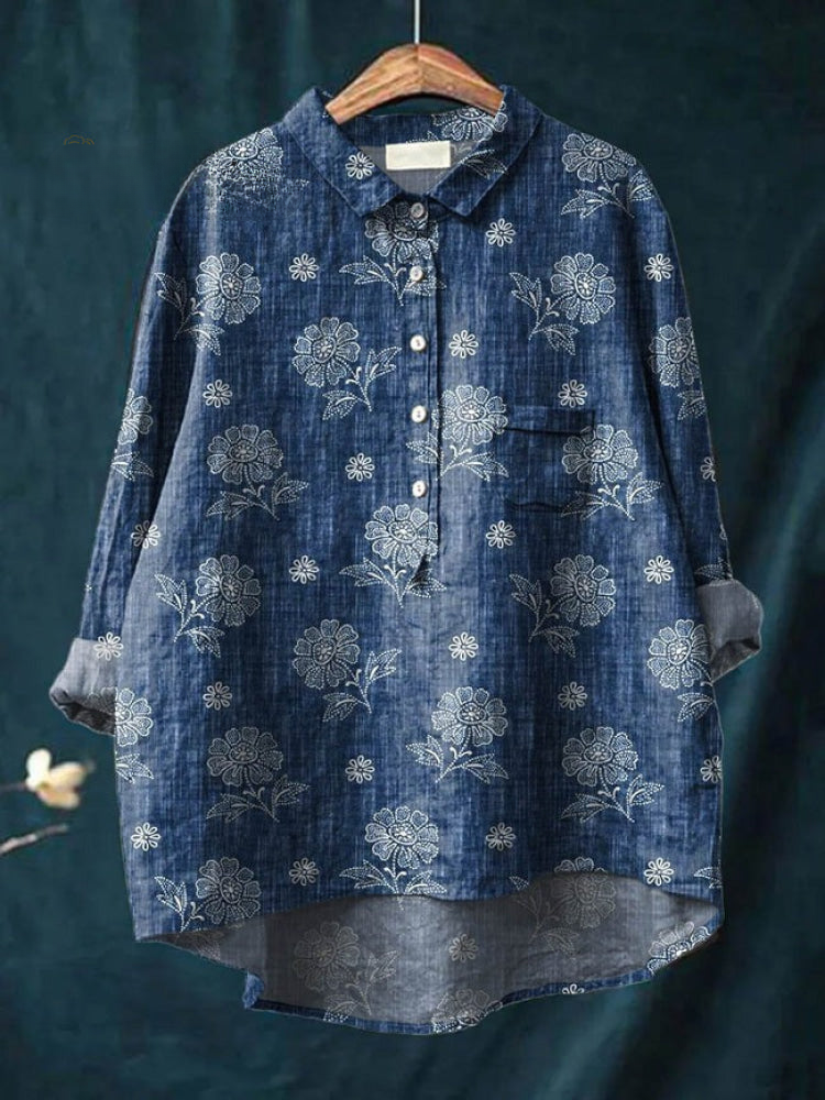 Olyndra | Indigo Bloom Shirt