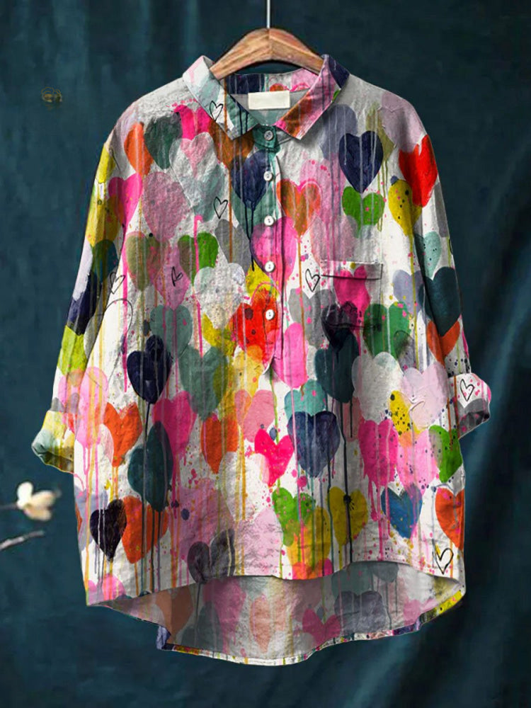 Valene  | Colorful Heart Print Shirt