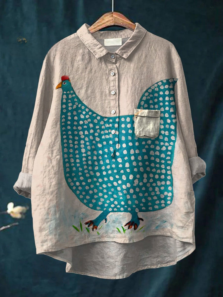 Enrica | Playful Polka Dot Chicken Shirt