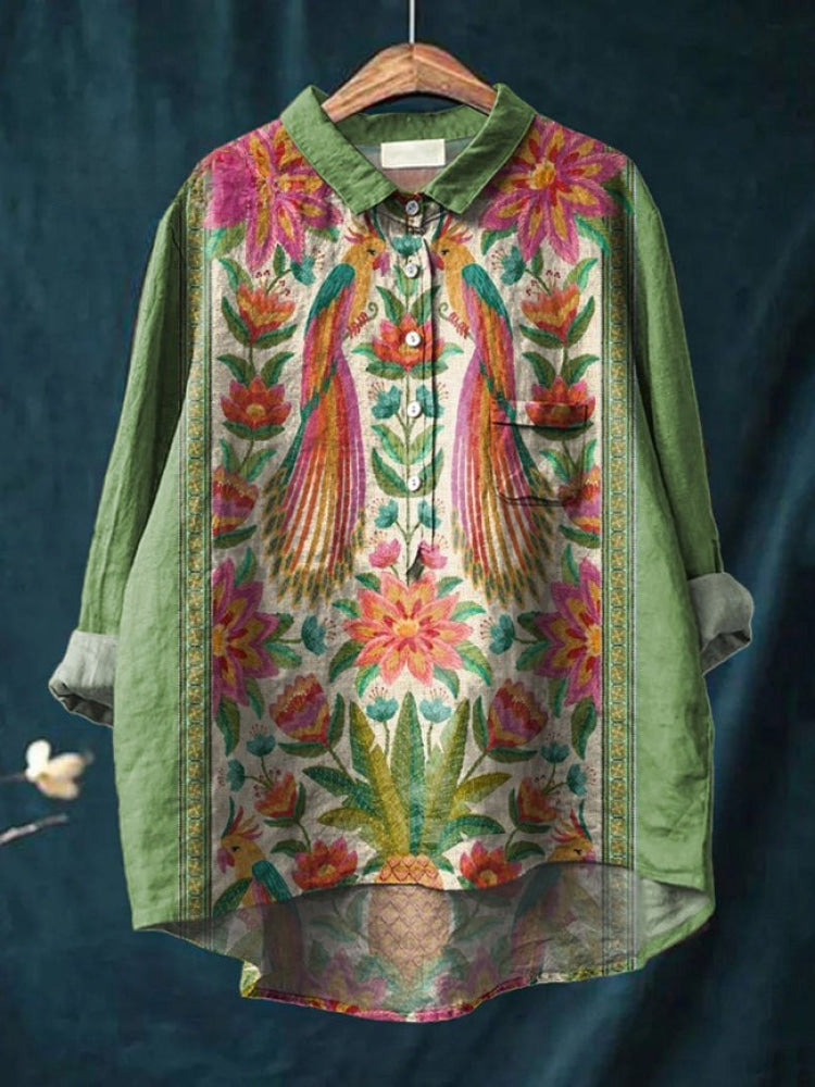 Dorinda | Vibrant Floral Embroidered Shirt