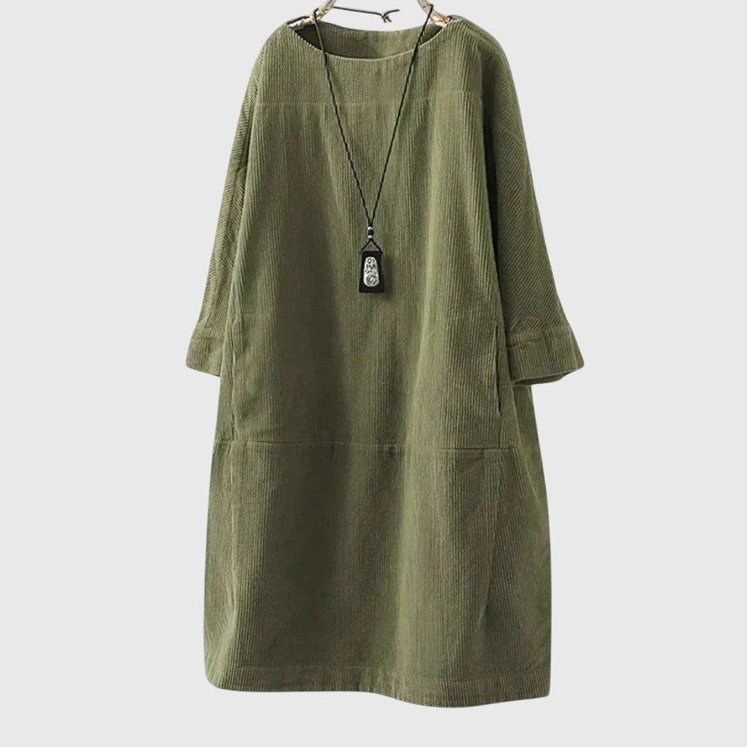 Kinsley™ - Relaxed Corduroy Midi Dress