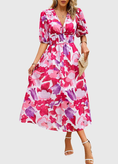 Iris™ - Flattering Floral Midi Dress