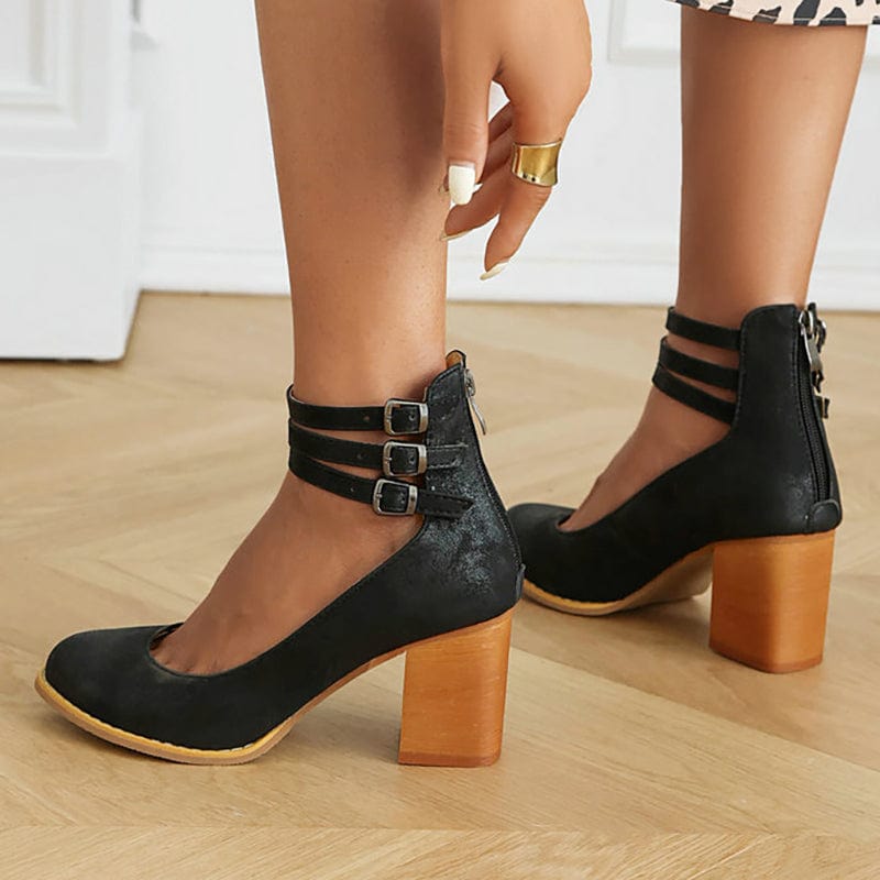 Santina |  Triple Buckle Heels